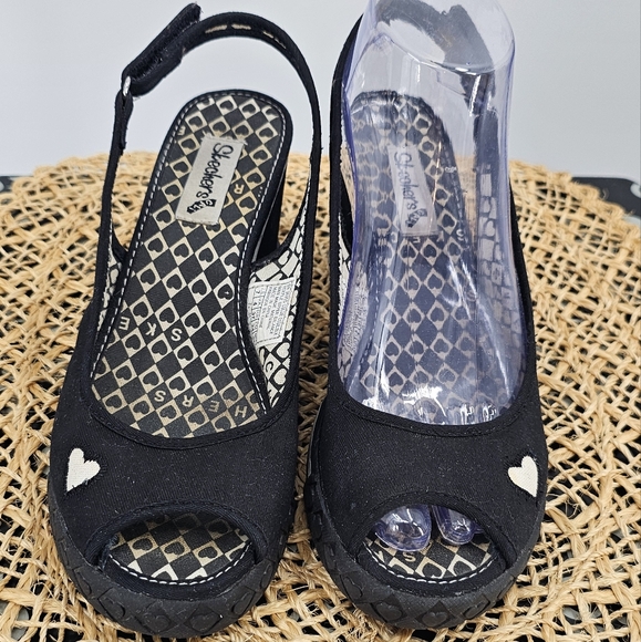 Sketchers Wedge Y2K Slingback Sandals Black Size 7 - Picture 4 of 13